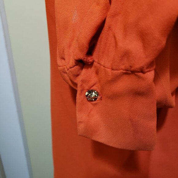 Vintage Orange Blouse / Remixed / New Updated Buttons / Large - Picture 6 of 10